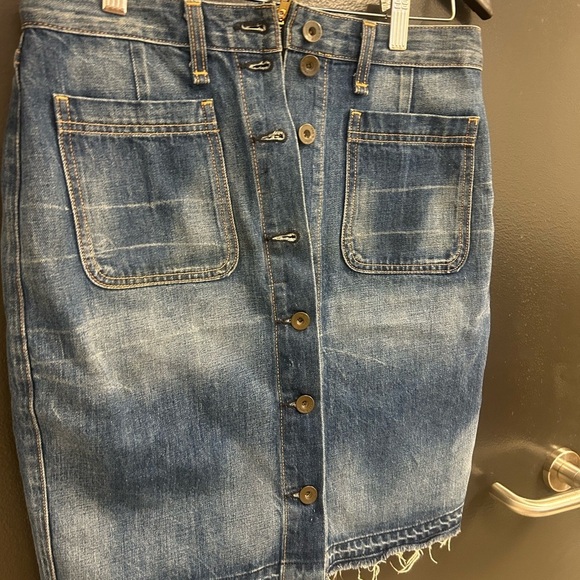 rag & bone size 28 front “open buttons” Blue Denim Skirt EUC - Picture 10 of 14